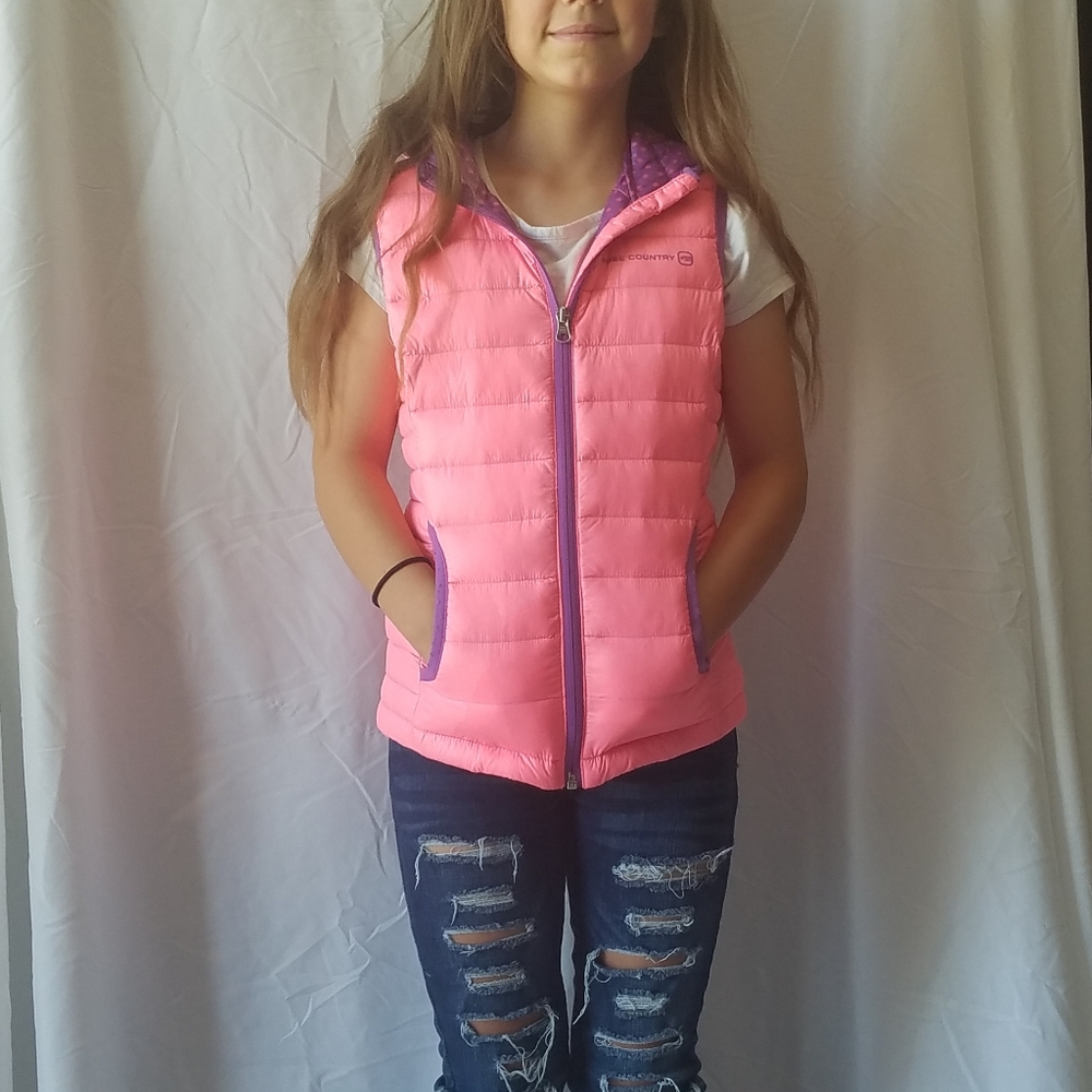 Girls Pink Puffer Vest Free Country Size 7/8